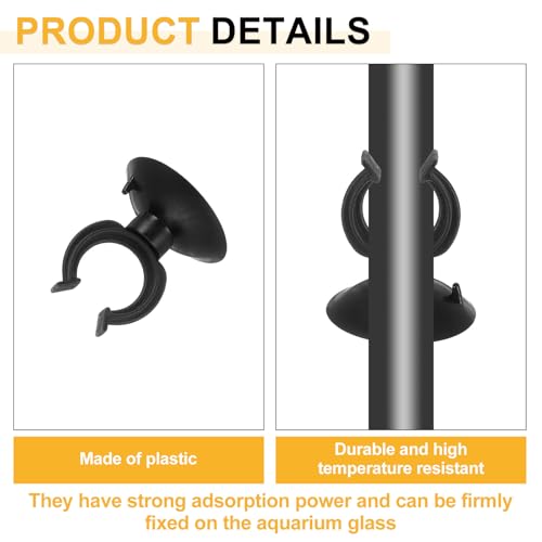 uxcell 20Pcs Aquarium Suction Cup Clips, 17mm Airline Tube Holders Clamps Cup Holder Sucker Tube Sucker for ID Airline Tubing Fish Tank, Black