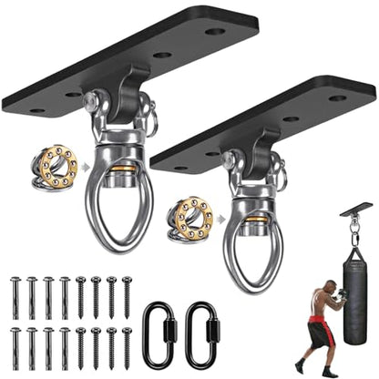 Kipika Heavy Bag Hanger Wall Mount Punching, Heavy Duty Boxing Bag Bracket for Home Gym Indoor Training, Adjustable & Rotatable Punching Bag Bracket for Boxing, Muay Thai - color: ‎B-Black (2 pack)