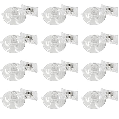 12 Pieces 45mm Suction Cup Clip Advertising Pop Display Business Cards Holder Stand Clear Clamps for Fridge Shower Aquarium
