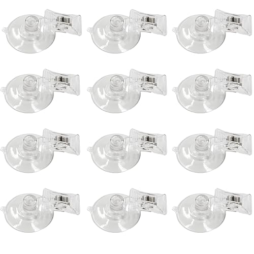12 Pieces 45mm Suction Cup Clip Advertising Pop Display Business Cards Holder Stand Clear Clamps for Fridge Shower Aquarium