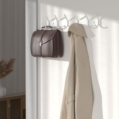 Coat Rack Wall Mount Hooks - 15 Inch White Metal 6-Hook Rack(1 Pack) - color: White, size: 1 Pack