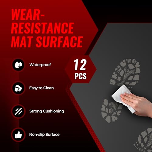 SUPERJARE 0.79'' Extra-Thick 12 Pcs 48 Sq Ft Exercise Equipment Mats - color: Black, size: 12 Tiles (48 Sq Ft)