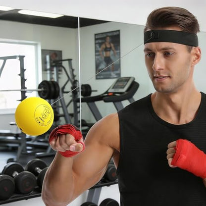 Boxing Reflex Ball Funny Head-Mounted Adjustable Breathable | Home Boxing Reflex Ball Punching Game for Men Women Adults Beginner Workout Exercise Relief Fitness MMA - color: Yellow