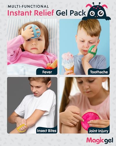 Magic Gel Kids Ice Packs for Boo Boos - Pack of 4 - Reusable Soft Ice Packs for Kids - Small Squishy Gel Pack for Baby or Toddler - Fun Cute Monster Design - style: XS 4 Packs Children's Ice Pack