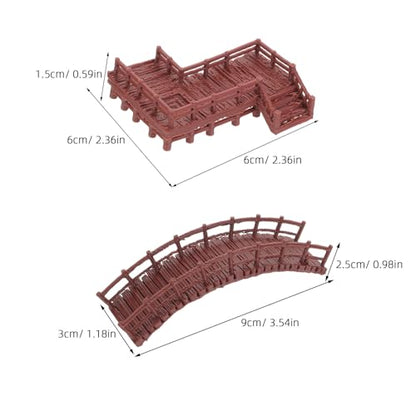 4pcs Aquarium Scenery Decoration Miniature Fairy Garden Statues Z-Shaped Staircase Bridges and Small Arch Bridge, Plastic Fish Tank Landscaping Ornaments for Terrarium and Micro