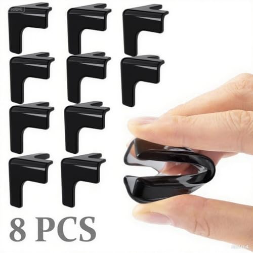 Black Soft Silicone Corner Guards for Baby Proofing – Adhesive Clear Table Edge Protectors for Furniture, Glass Tables, Sharp Edges (Black, 8-Pack) - size: Small