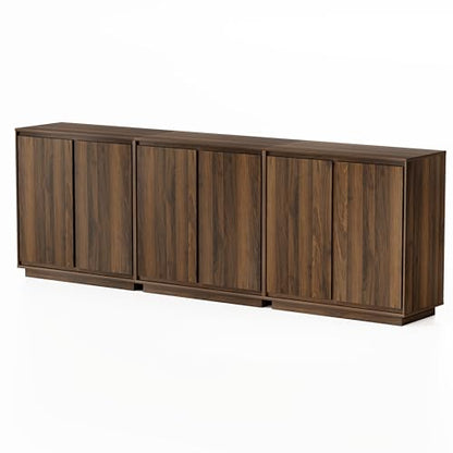 Buffet Storage Cabinet Set of 3, Sideboard Accent Cabinet with Adjustable Shelves and Handless Design, Credenza, Console Table for Living Room, Brown