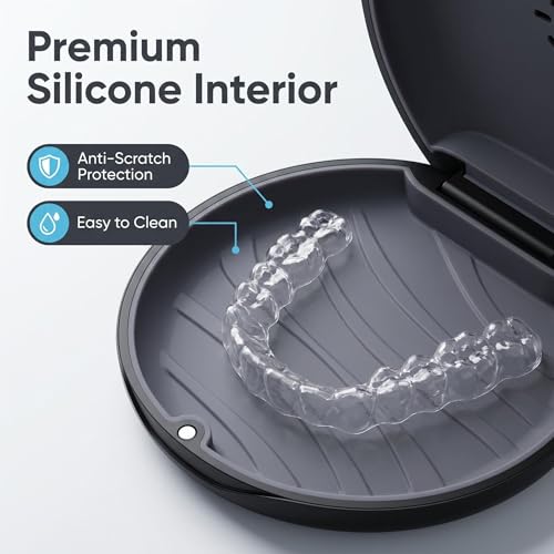 2 Pack Retainer Case with Vent Hole, Compatible with Invisalign - color: 2 Pack Black+gray Silicone