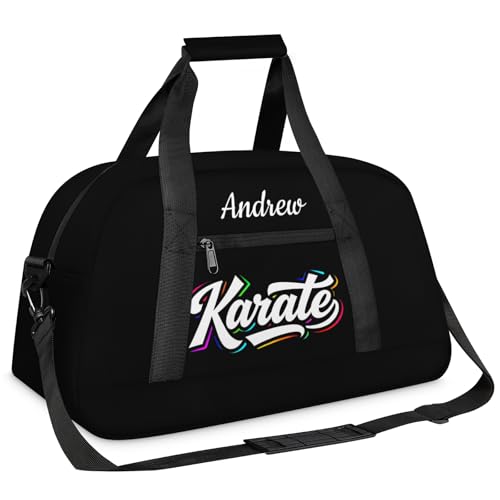 Custom Name Taekwondo Karate Duffle Bag for kids Boy Girls - Personalized Martial Arts Gear Bag - color: Karate Colorful