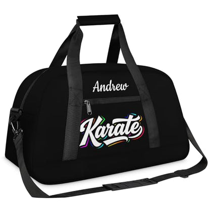 Custom Name Taekwondo Karate Duffle Bag for kids Boy Girls - Personalized Martial Arts Gear Bag - color: Karate Colorful