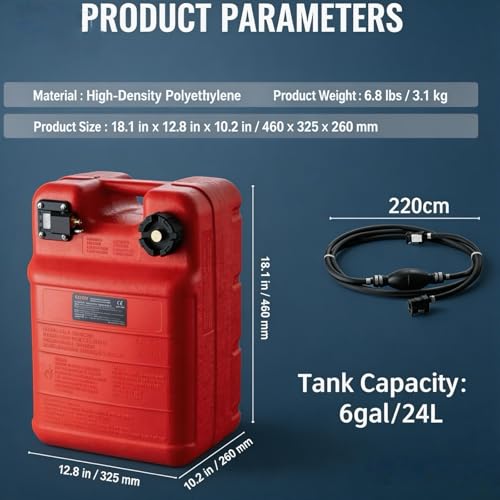 Marine Tank,6Gallon Outboard Marine Boat Transfer Tank with Fuel Line , Easy to Carry for Outboard Engine Boats,Fishing Boat, Deck Boat,Yacht (12L) - size: 24L