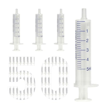 50 Pack 5 ml Plastic Syringe, luer Slip Syringe, Used in Scientific Laboratories, Liquid refilling, DIY Crafts, Scientific Labs By Labfil - size: 5ML Plastic Syringe