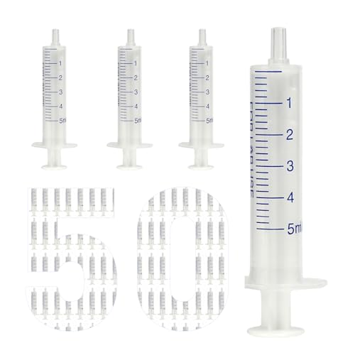 50 Pack 5 ml Plastic Syringe, luer Slip Syringe, Used in Scientific Laboratories, Liquid refilling, DIY Crafts, Scientific Labs By Labfil - size: 5ML Plastic Syringe