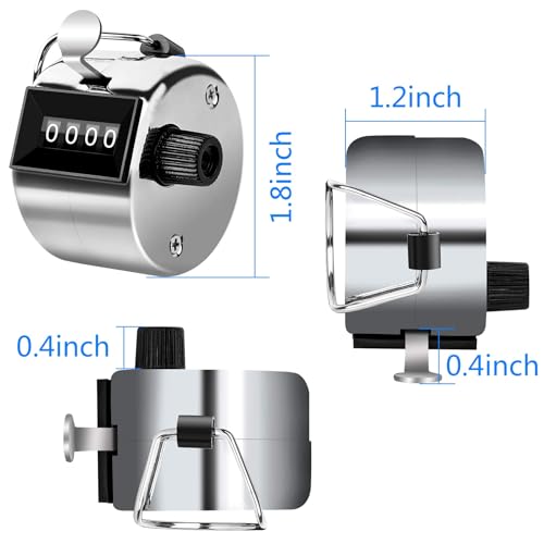 FEBSNOW 2 Pack Tally Counter Clicker 4 Digit Number for School Event - color: Metallic