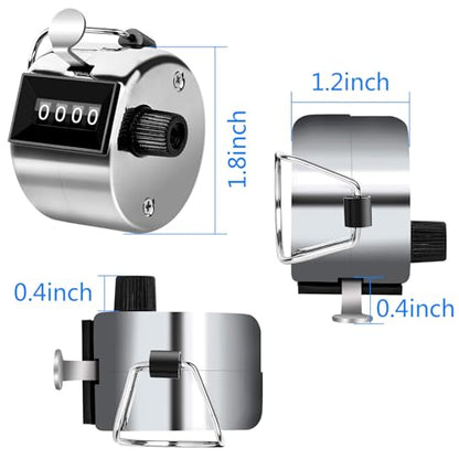 FEBSNOW 2 Pack Tally Counter Clicker 4 Digit Number for School Event - color: Metallic