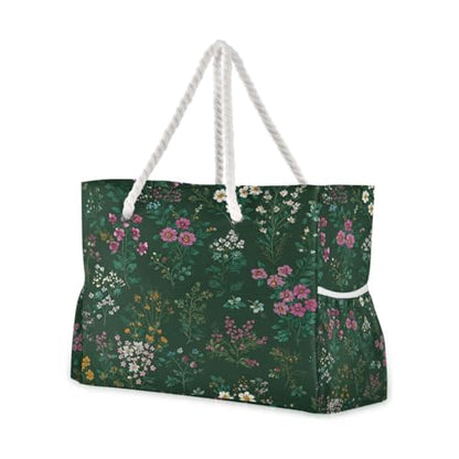 senya Large Beach Bags Totes Canvas Tote Shoulder Bag Soft Wave Water Resistant Bags for Gym Travel Daily Ocean - color: Colorful Flowers