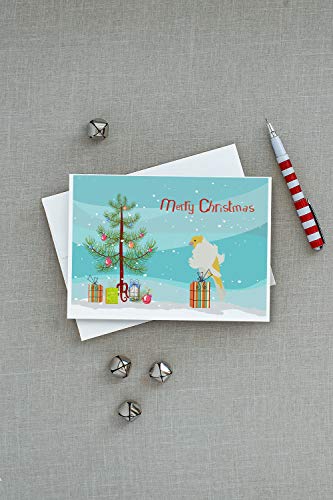 Caroline's Treasures CK4484GCA7P Parisian Trumpeter Canary Merry Christmas Greeting Cards and Envelopes Pack of 8 Blank Cards with Envelopes Whimsical A7 Size 5x7 Blank Note Cards - style: Birds - Parisian Trumpeter