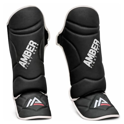 Centurion Muay Thai Shin and Instep Guards, High-Density Foam Protection, Skintex Leather, Adjustable Straps, Lightweight & Durable for MMA, Kickboxing, Muay Thai, and Taekwondo - size: Medium