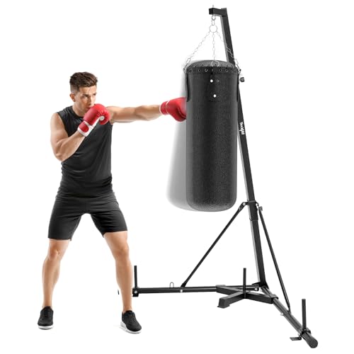 Yes4All Punching Bag Hanger, Stainless Steel Swivel Chain with 4 Snap Hooks for Heavy Bag, Gym Swing, Trapeze, and Hammock - color: Foldable Punching Bag Stand