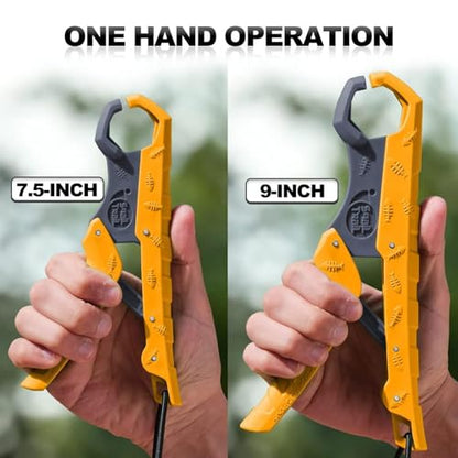 7.5''/9'' Floating Fish Gripper, Fishing Grabber, Catfish Mouth Pliers, Caught Bass Holder, Digital Scale Hook Clamp, Saltwater Lip Grip Tool with Lanyard, Gifts for Men
