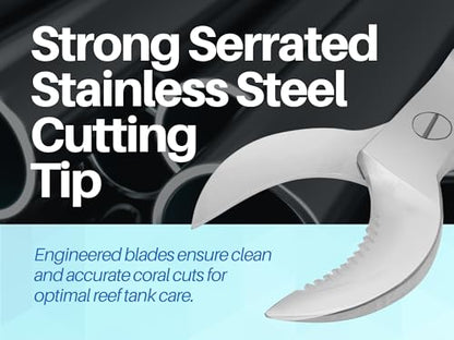 Coral Cutters 7.5" Crescent Style Heavy Duty Medical Grade Stainless Steel Fragging Tool for Reef & Marine Aquariums, Precision Coral Trimmer for SPS & LPS Corals