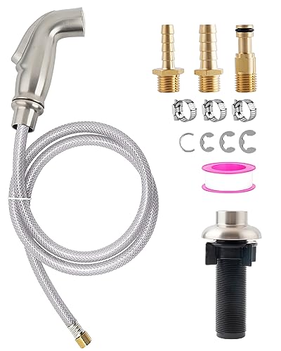 Universal Kitchen Sink Spray Attachment/Hose/Holder Set, Kitchen Side Sprayer Compatible with Moen/Delta Faucet, Kitchen Sink Faucet Sprayer Replacement, Brushed Nickel Finish