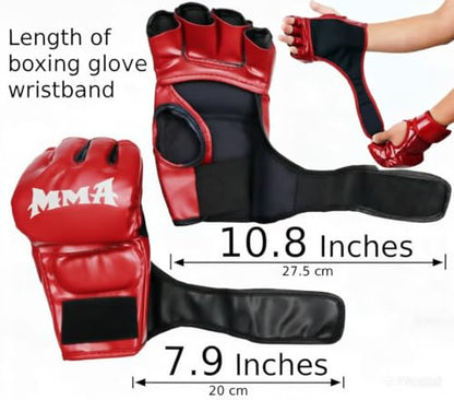 MMA Gloves Grappling Sparring, Mixed Martial Arts Mitts Men Women Boxing Gloves, Combat Sports Training, Muay Thai, Kickboxing, Open Palm Training Gloves for Grappling - color: Red