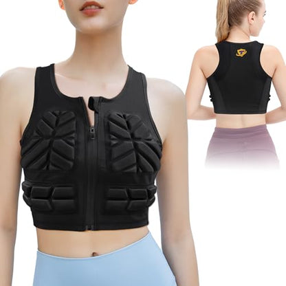 Women Chest Rib Protector Vest for Baseball Softball Padded Compression Vest Protective Gear Football Rugby Adult - size: X-Large