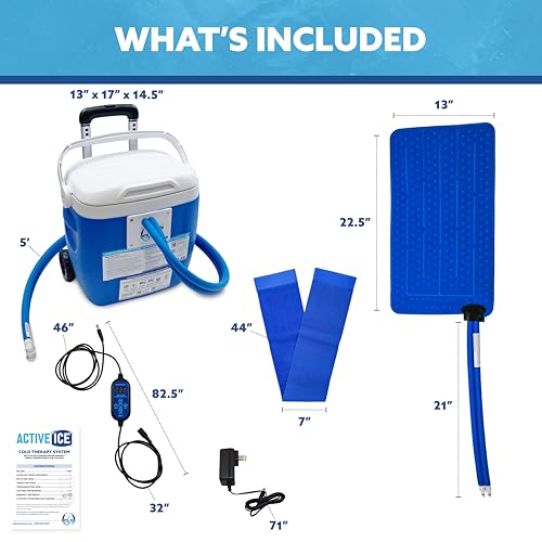 Polar Active Ice 3.0 Cold Therapy Ice Machine System w/Programmable Timer, Extended Coverage Back, Hip and Limb Compression Pad, 16 Quart Cooler, Quiet Pump, Strong Cryotherapy Pain Relief Treatment - style: Extended Back, Hip & Limb