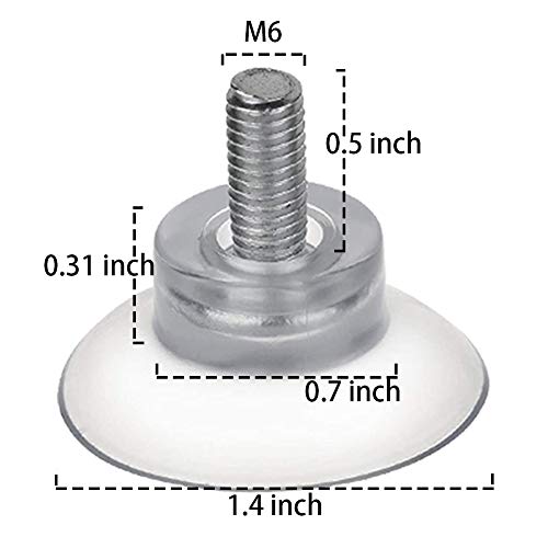 BLUECELL 10 PCS Rubber Strong Suction Cup Replacements for Glass Table Tops with M6 Screw
