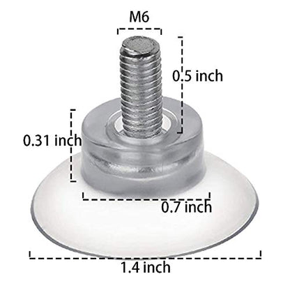 BLUECELL 10 PCS Rubber Strong Suction Cup Replacements for Glass Table Tops with M6 Screw
