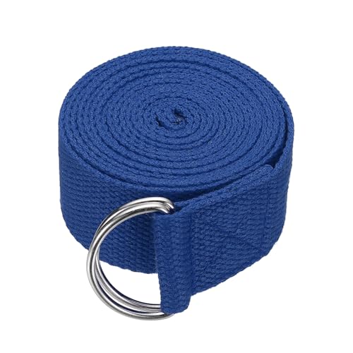 Yoga Strap for Stretching, Athletic Stretch Band with Adjustable Metal D Ring Buckle Yoga Bands - color: Blue, size: 8.2ft