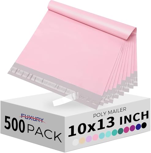 Fuxury Poly Mailers 10x13 Inch 500pc,Sturdy Shipping Bags for Clothes,Self Adhesive Mailing Shipping Envelopes,Waterproof Mailers Poly Bags,Colorful Packaging Bags for Business, Light Pink - color: Light Pink, size: 10x13" 500pcs
