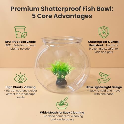 25.36 oz Mini Plastic Fish Bowl Unbreakable Shatterproof Decorative Goldfish Tank Round Vase for Desktop Home Decor Party Centerpieces