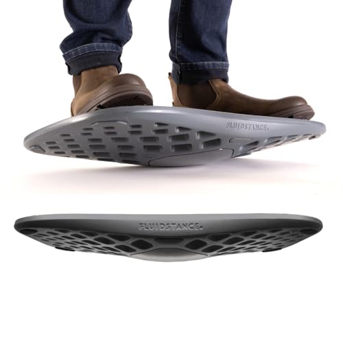 Adult Balance Board for Standing Desk - Anti Fatigue USA Made 360 Degree Rocker Wobble Board as Exercise Equipment to Increase Focus & Movement - Sustainable Anti-Slip Plane Standing Board - color: Storm