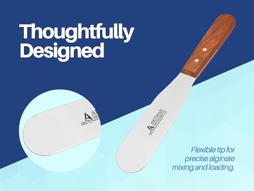 Dental Lab Spatula - 8" 11R Straight Set of 3 - Stainless Steel Plaster & Alginate Mixing Tools with Wooden Handle for Dental Labs