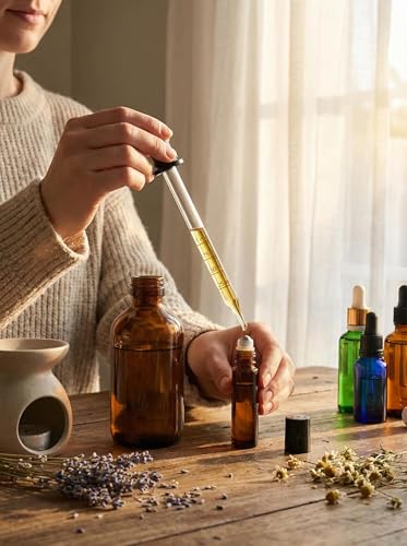 4-Pack 1mL Calibrated Glass Droppers with Measurement, Long & Short Bent & Straight Tips for Essential Oils, Lab, Feeding, Ear & Health Care