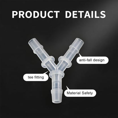 6 Pcs Aquarium Air Pump Connectors with Check Valve Aquarium, Y Shape 3 Way Airline Tubing Connector, Plastic Barb Equal Y Tee, Anti Shedding Fish Tank Tube Adapters Splitter