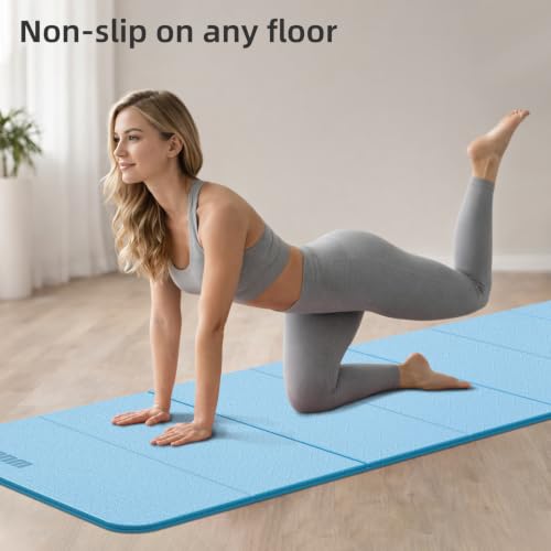 Yoga Mat Thick 10mm, Foldable Yoga Mat 75 x 26 x 0.4 Inches - color: Blue