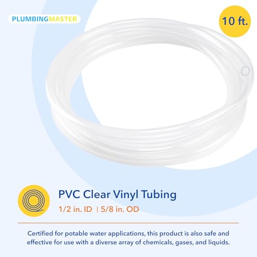 10ft 1/4''ID×3/8''OD Clear Vinyl Tubing Flexible and Hybrid PVC Tubing, Lightweight soft hose, drinkable pipe - size: 1/4 3/8 10ft