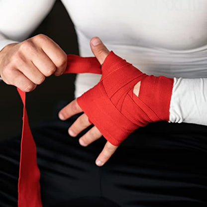 PATIKIL Boxing Hand Wrap Elastic Martial Arts Fist Bandages for Thai Kickboxing - color: Red