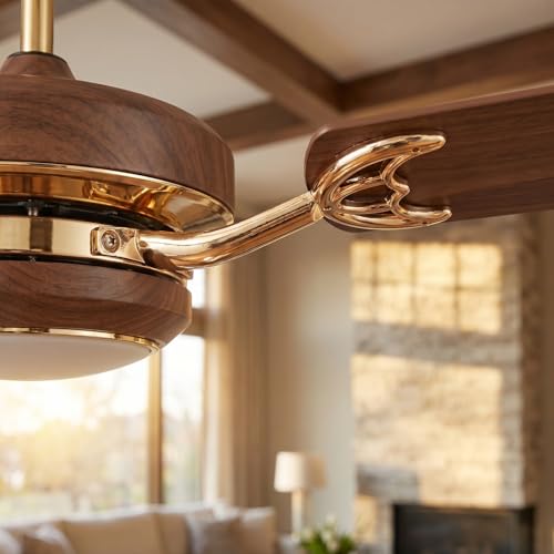 IMIKEYA Ceiling Fan Blade Arms Replacement Parts: 52 Inch Golden Finish Metal Fan Blade Arm Brackets - Universal Sturdy Alloy Repair Accessories for Home Living Room Hotel - color: Gold