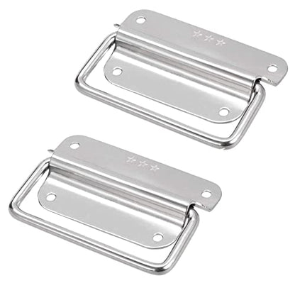 XMHF 4 Inch Pull Ring Handle Stainless Steel Foldable Boat Hatch Latch Cabinet Lifting Ring Pull Handle - Pack of 2 - size: 4 Inch