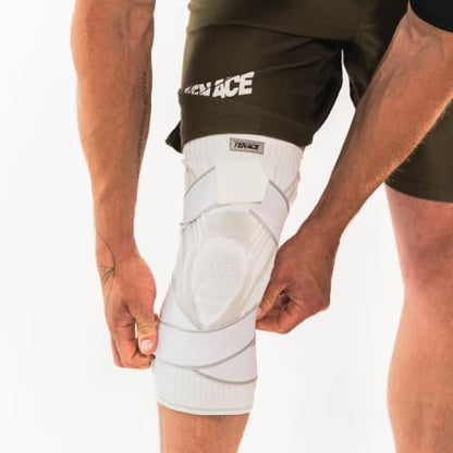Tenace BJJ Knee Brace – Compression Knee Pad with Side Stabilizers & Gel Pad for Grappling, Jiu Jitsu, MMA, Wrestling, Judo & Muay Thai (1, White, X-Large) - color: White, size: X-Large
