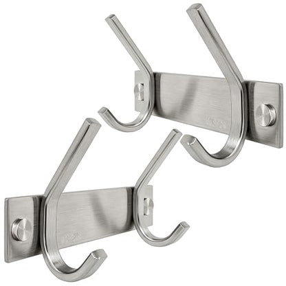 WEBI Set of 2, C-CBG022 Heavy Duty Stainless Steel 304 Hook Rail Coat Rack with 2 Hooks, Satin Finish, Great Home Storage & Organization for Bedroom, Bathroom, Foyers, Hallways - size: 2-Hooks(2 Pack)