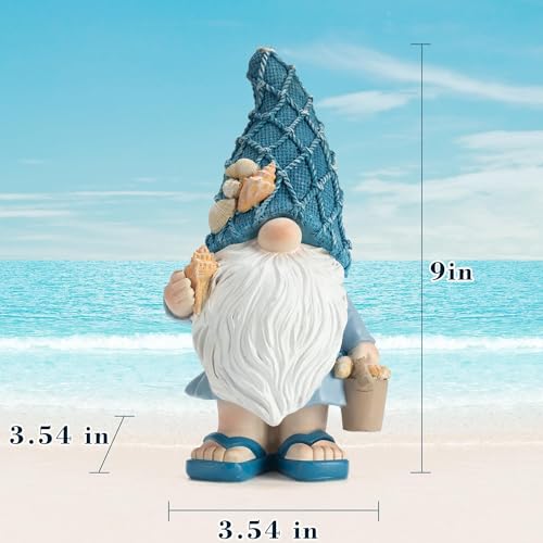 Beach Gnomes Statues,Ocean Gnomes,Nautical Themes Decoration,Beach, Gnome Carrying a Bucket - color: Carrying Bucket of Shells
