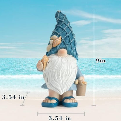 Beach Gnomes Statues,Ocean Gnomes,Nautical Themes Decoration,Beach, Gnome Carrying a Bucket - color: Carrying Bucket of Shells