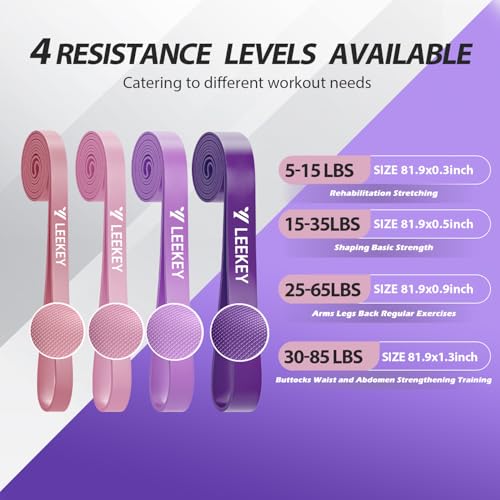 Resistance Bands for Pull Up Assist, Stretch Bands & Exercise Workout Set - color: 5-85LBS PINK PURPLE