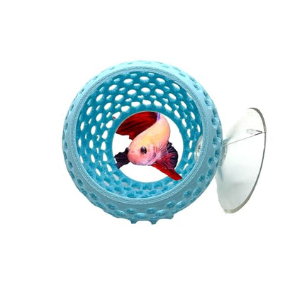 Betta Bulb Hide | Suction Cup Betta Fish Cave & Shrimp Hideout | Wall-Mounted Aquarium Cave for Betta Tanks, Nano Tanks & Planted Aquariums (Cotton Candy Blue)