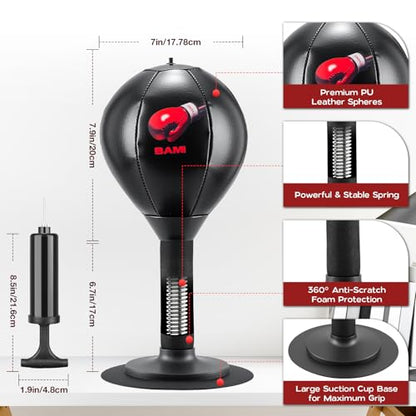 Desktop Punching Bag, Small Relaxing Punch Rage Bag Stress Relief with Upgraded Strong Suction Cup & All-Around Foam Protect Spring, Portable Tabletop Boxing Ball for Adult Youth Office Friends Home - color: Red